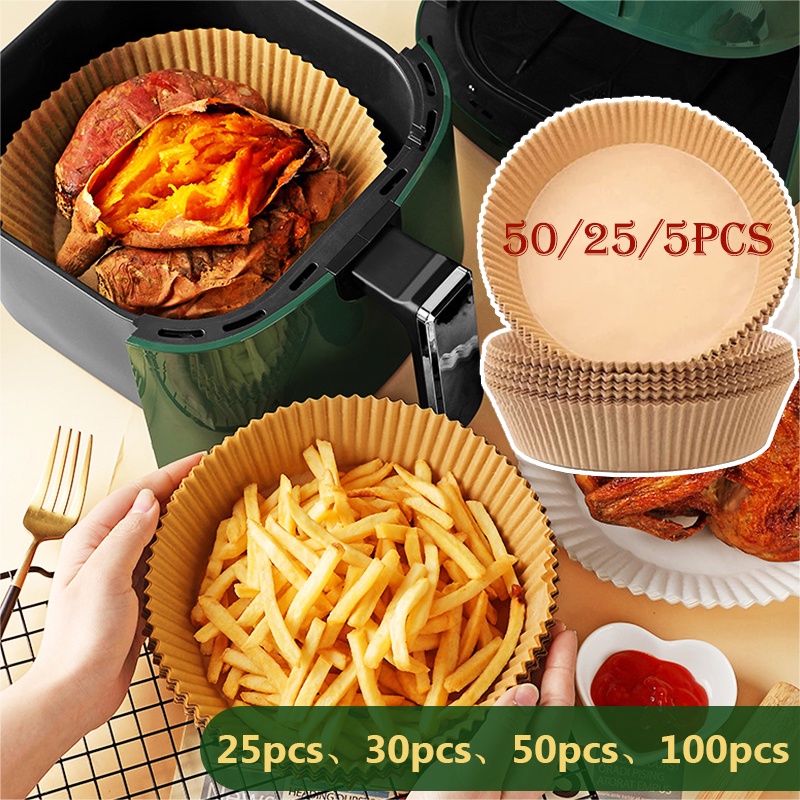 50 cái Giấy lót nồi chiên không dầu miếng lót nướng không dính thấm dầu hình tròn 16cm an toàn cho sức khỏe