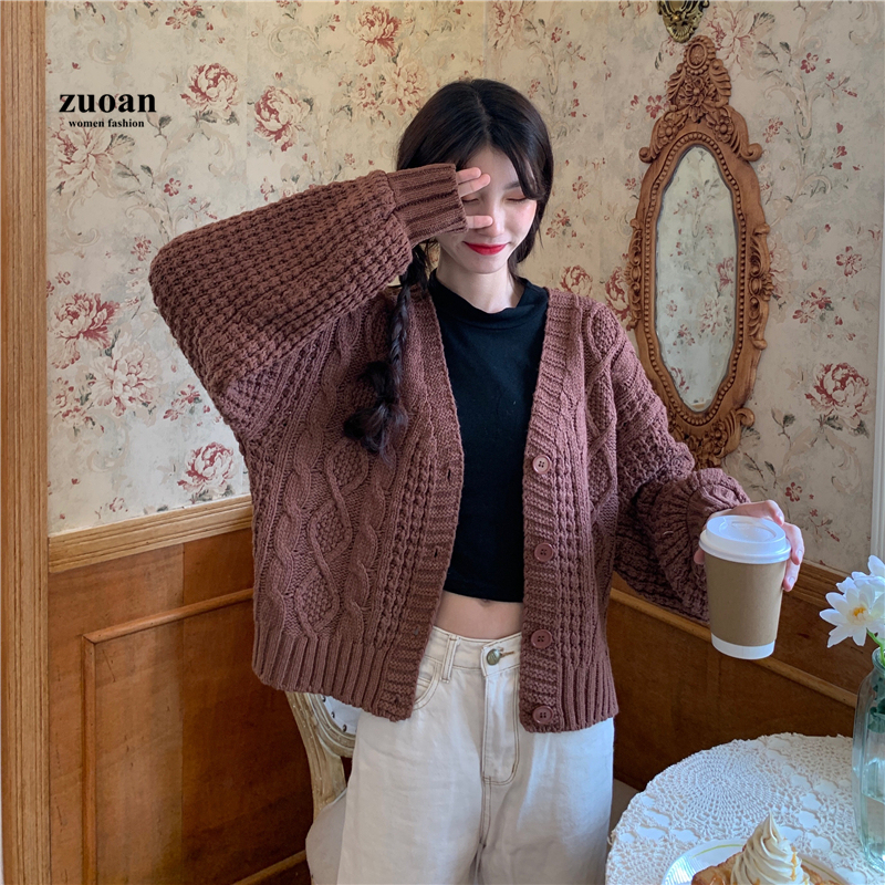 SUXI Áo khoác Cardigan tay dài kiểu dáng thời trang phong cách Hàn Quốc