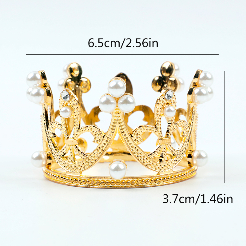 1 Cây cắm trang trí bánh kem hình vương miện đính ngọc trai giả