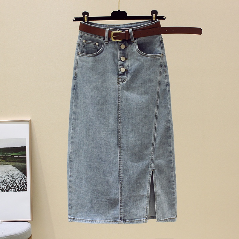 Chân Váy Denim Dài Dáng Chữ a Lưng Cao Xẻ Tà Thời Trang Mùa Hè 2022 Mới Cho Nữ