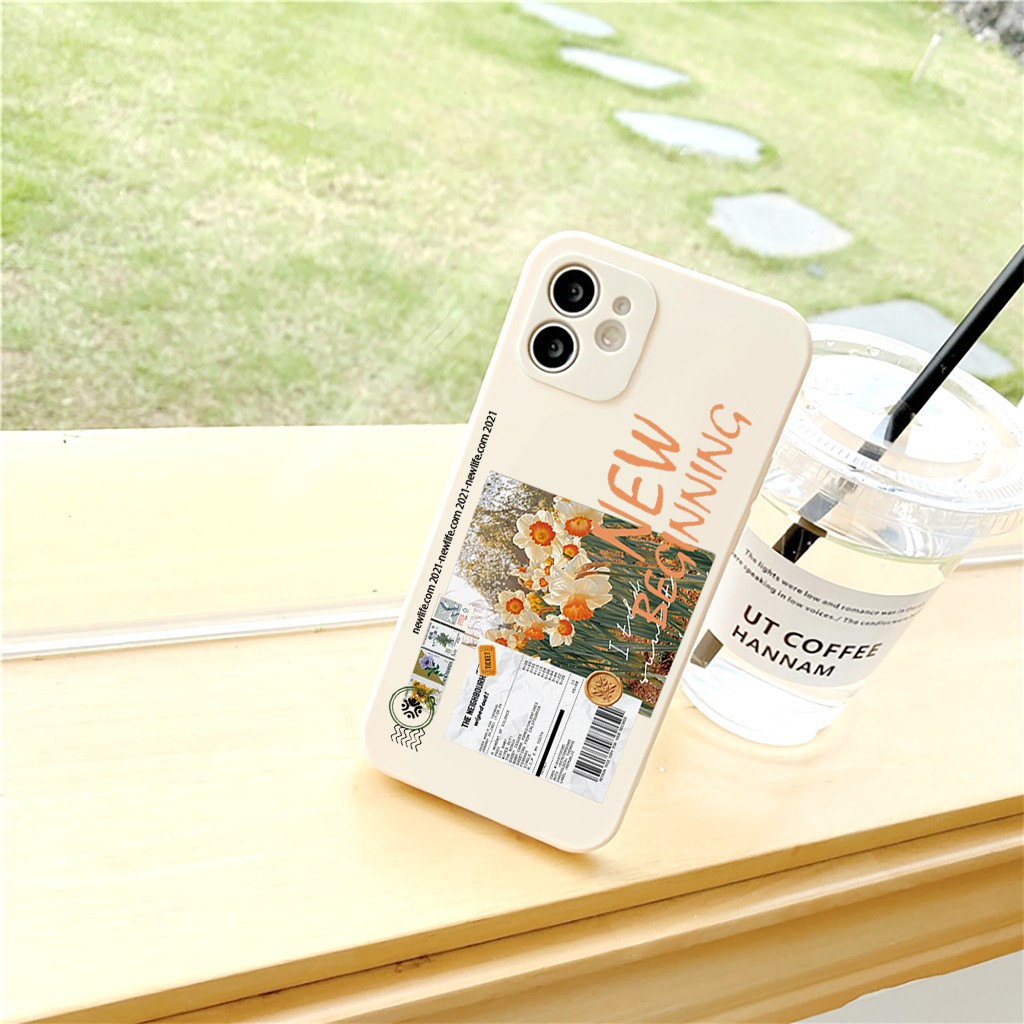 Ốp iphone Hoa cạnh vuông bảo vệ camera dành cho iphone 11 7plus 8plus x xsmax 11pro max 12pro 12promax 13promax e88