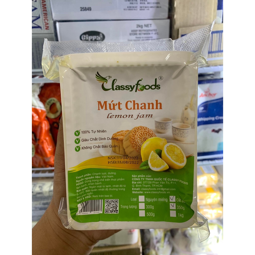 Mứt chanh cắt sợi gói 350gr hiệu Classyfood, nguyên liệu bánh trung thu thập cẩm
