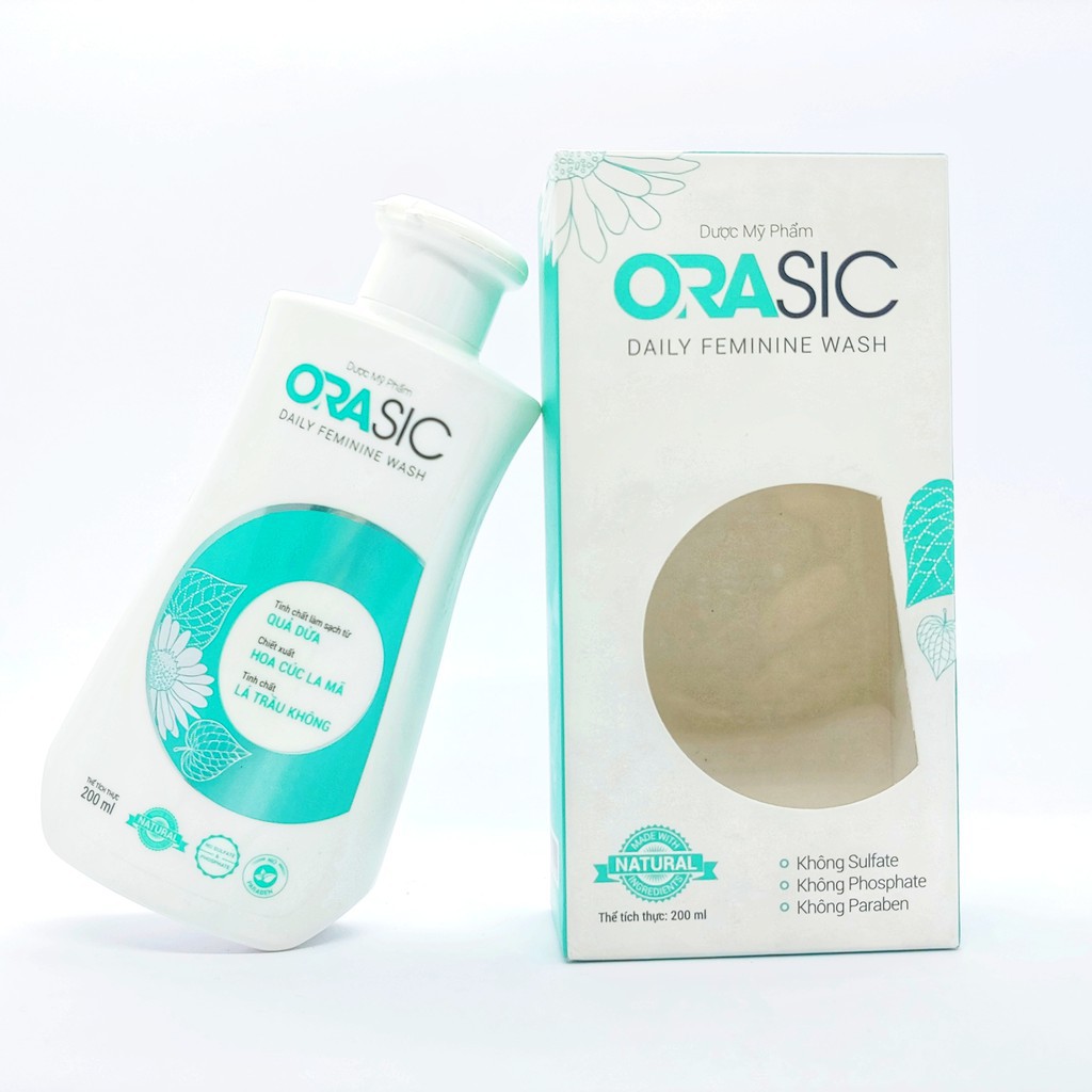 Dung Dịch Vệ Sinh Phụ Nữ Hàng Ngày ORASIC 200ml -Tinh Chất Lá Trầu Không làm sạch vùng kín hương thơm nhẹ nhàng tươi mát