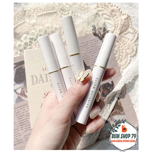 Set 4 son kem lì nội địa Trung DAISHIAO MATTE mềm mịn vị đào, Set son nội địa Trung 4 cây thiết kế Look Book sang trọng