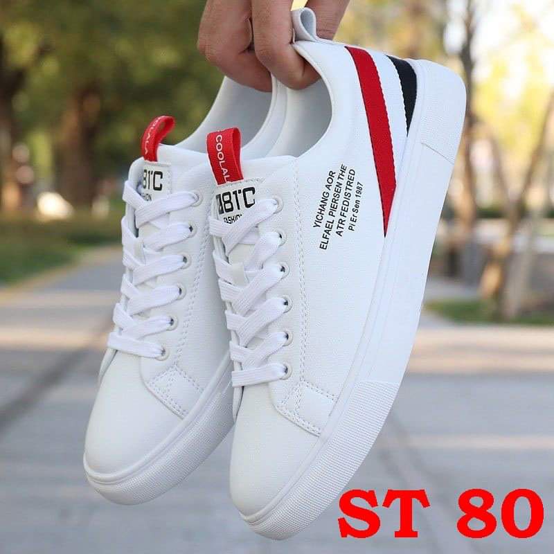 Giày thể thao Sneaker trắng viền đỏ nam nữ trẻ trung cao cấp (kèm ảnh thật)