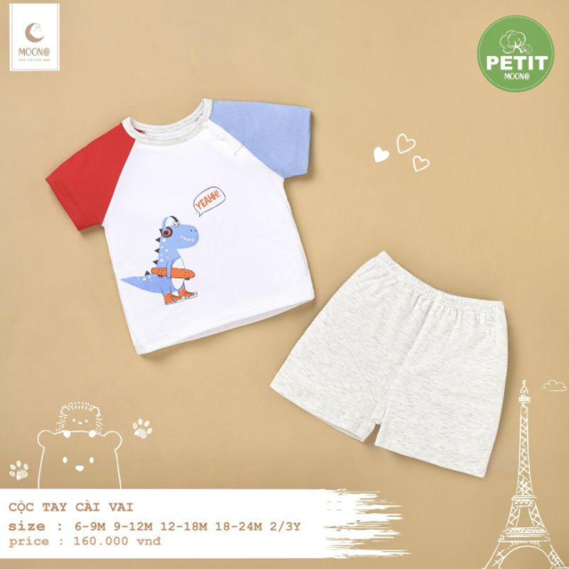 Moon - Bộ cộc cài vai Moon chất petit cho bé 6-16kg