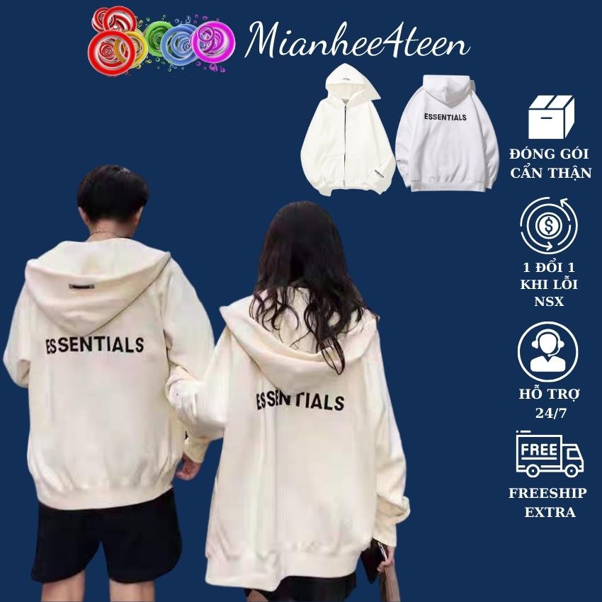 Áo hoodie nữ form rộng dày giá rẻ cute có mũ kéo khoá Mianhee4teen áo khoác nỉ hoodie ESSENTIALS freesize 40-70kg KNK05