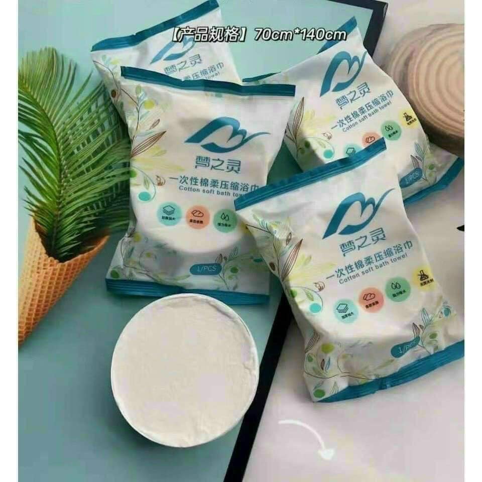 Khăn Tắm Nén Du Lịch Tiện Lợi Nội Địa Trung 100% Cotton