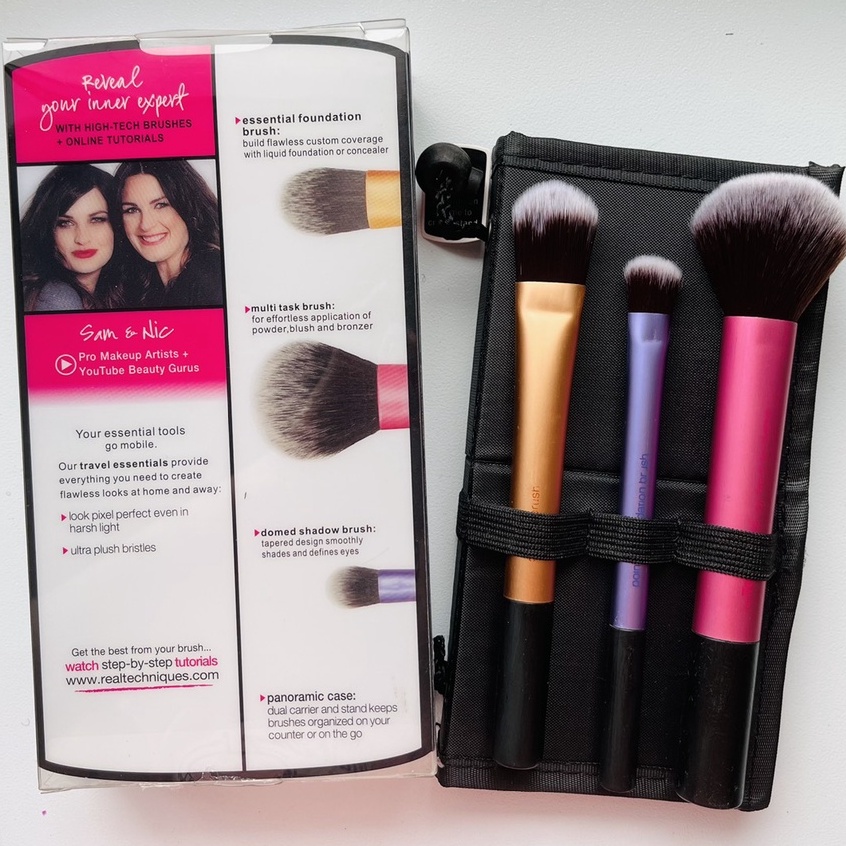 Bộ Cọ Trang Điểm 3 Món Lông Đôi Siêu Mịn Kèm Bao Đựng Cọ 01400