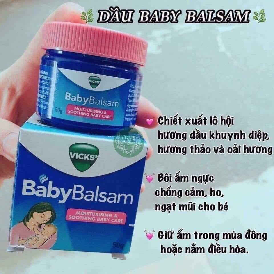 Dầu Vick Baby Balsam 50g Bôi Ấm Ngực Chống Cảm Ho và Ngạt Mũi Cho Bé của Úc