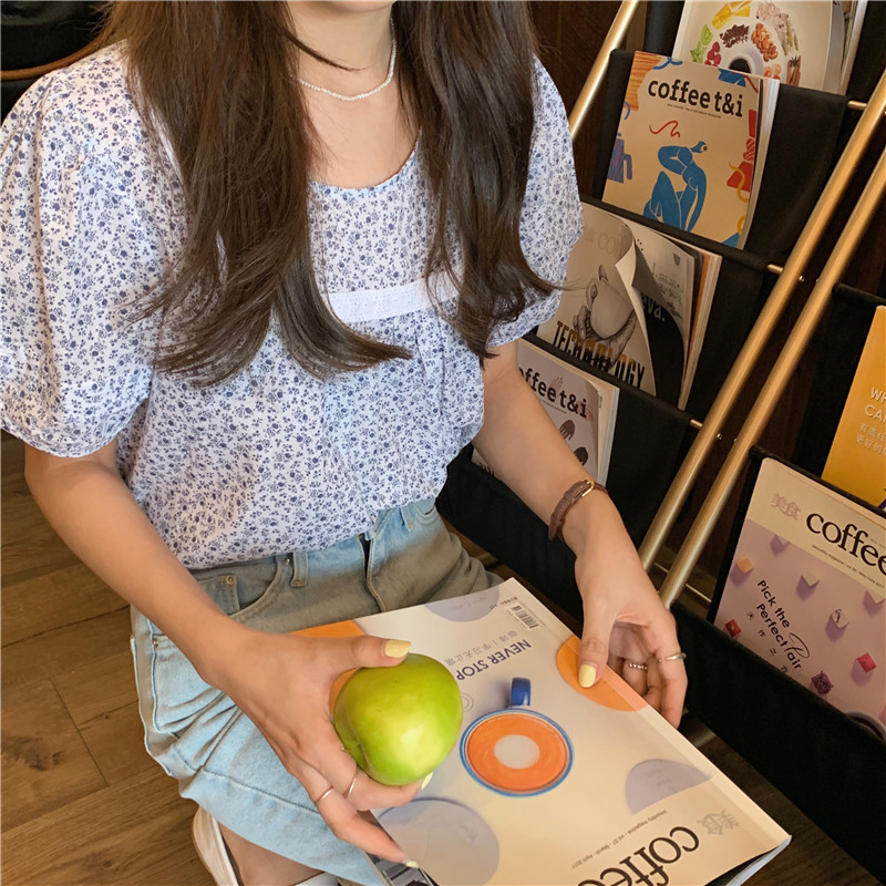 SUXI Áo Crop Top Nữ Tay Phồng Cổ Tròn Thời Trang