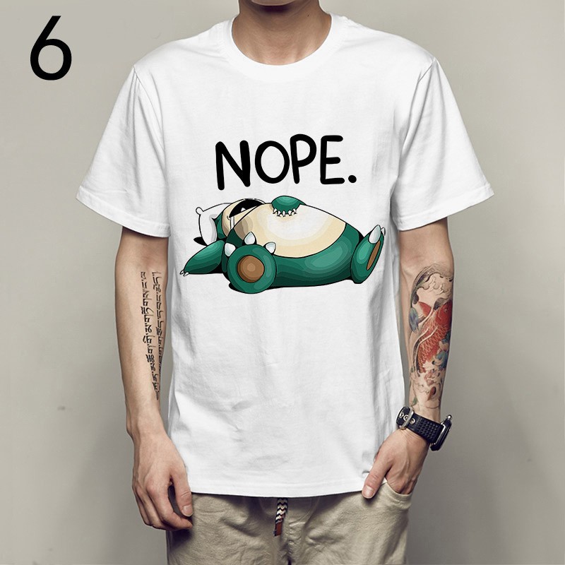 HOT- áo thun  Pokemon Funny Snorlax Nope siêu chất