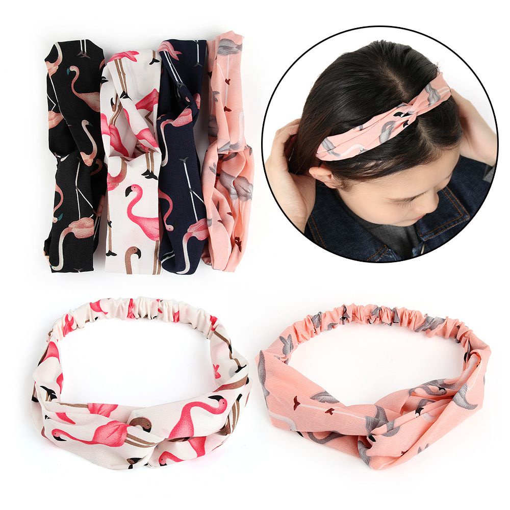 Băng đô cài tóc in họa tiết chim hồng hạc thời trang MIHAN1