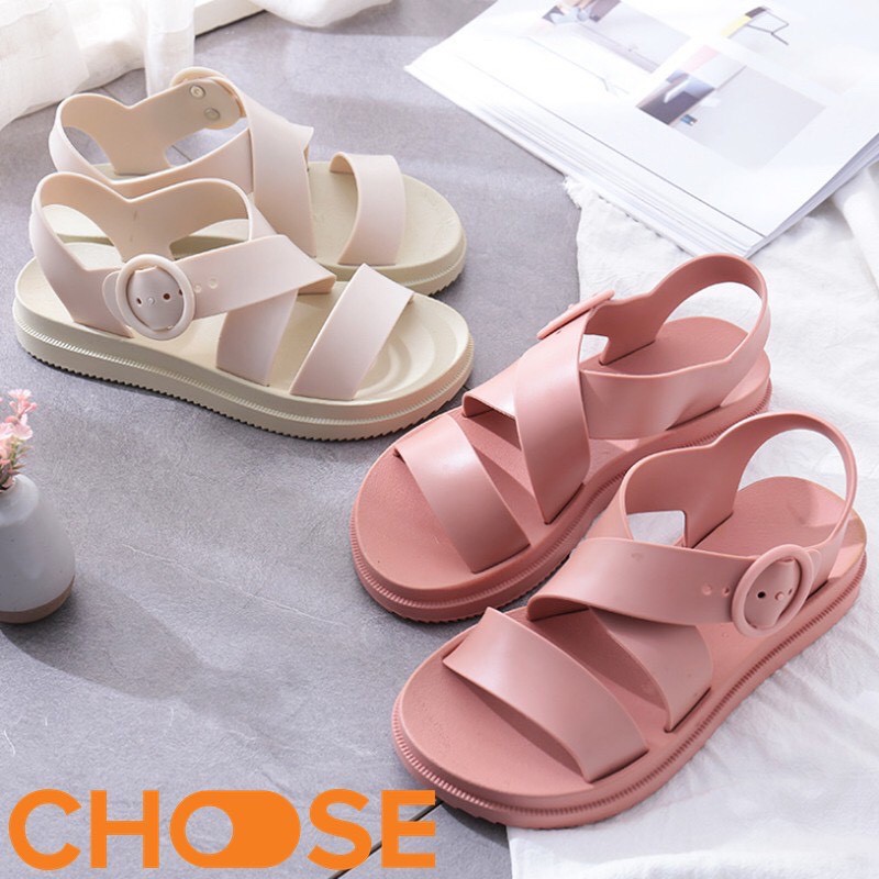 [Mã FASHIONGREEN264 giảm 10% tối đa 30k đơn từ 99k] ] Dép sandal nhựa dẻo quai chéo