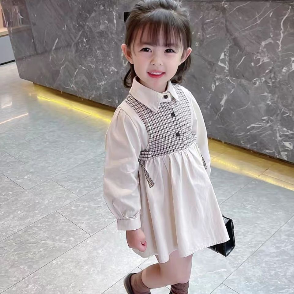 Đầm Công Chúa Tay Dài Phong Cách Hàn Quốc Thời Trang Xuân Thu 2022 Dành Cho Bé Gái 1-6 Tuổi