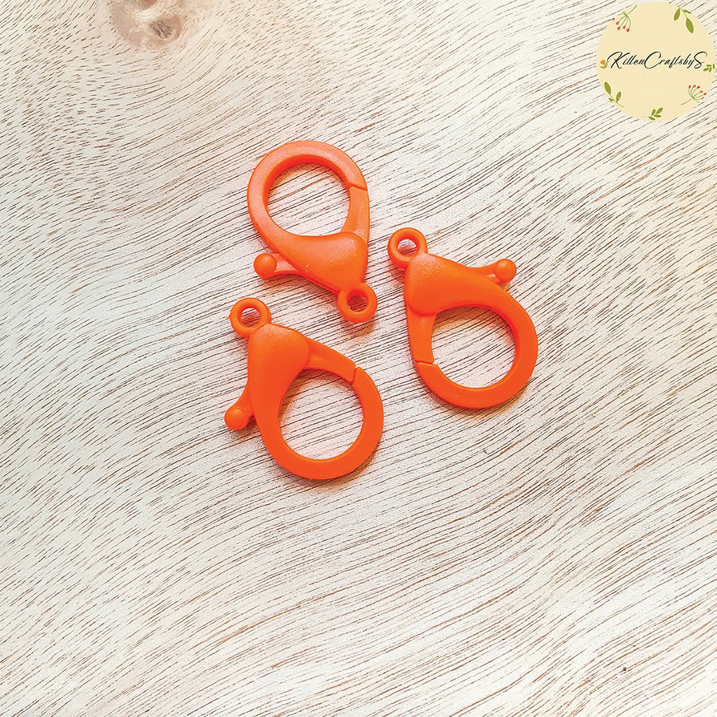 KittenCraftsbyS Set 2 Móc Càng Cua Bằng Nhựa Dùng Để Làm Móc Khóa / Túi Xách DIY màu cam