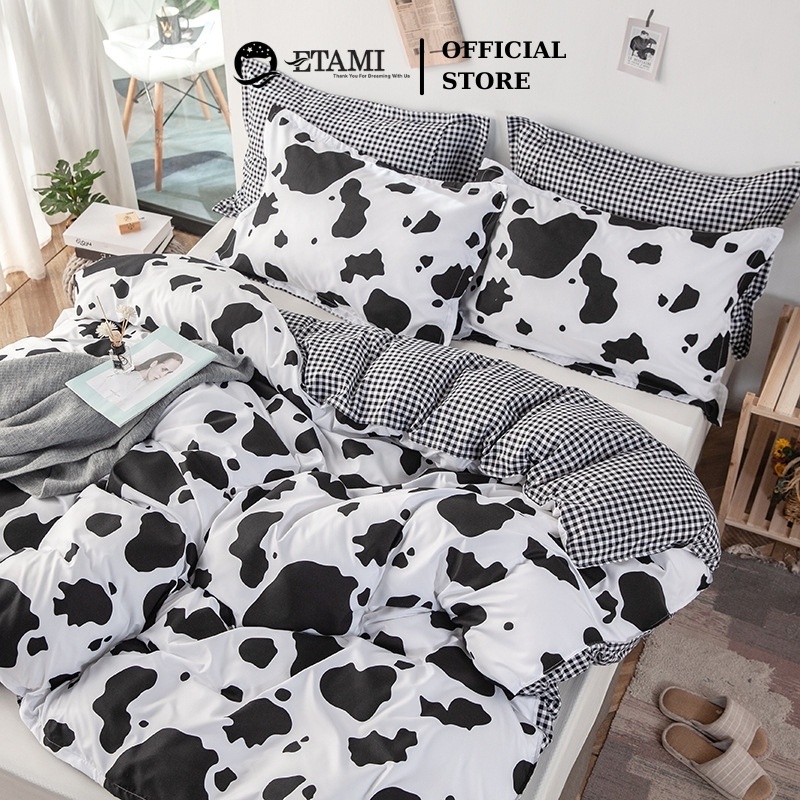 Bộ chăn ga gối  cao cấp ETAMI cotton poly bò sữa cute miễn phí bo chun drap giường ga trải giường P07