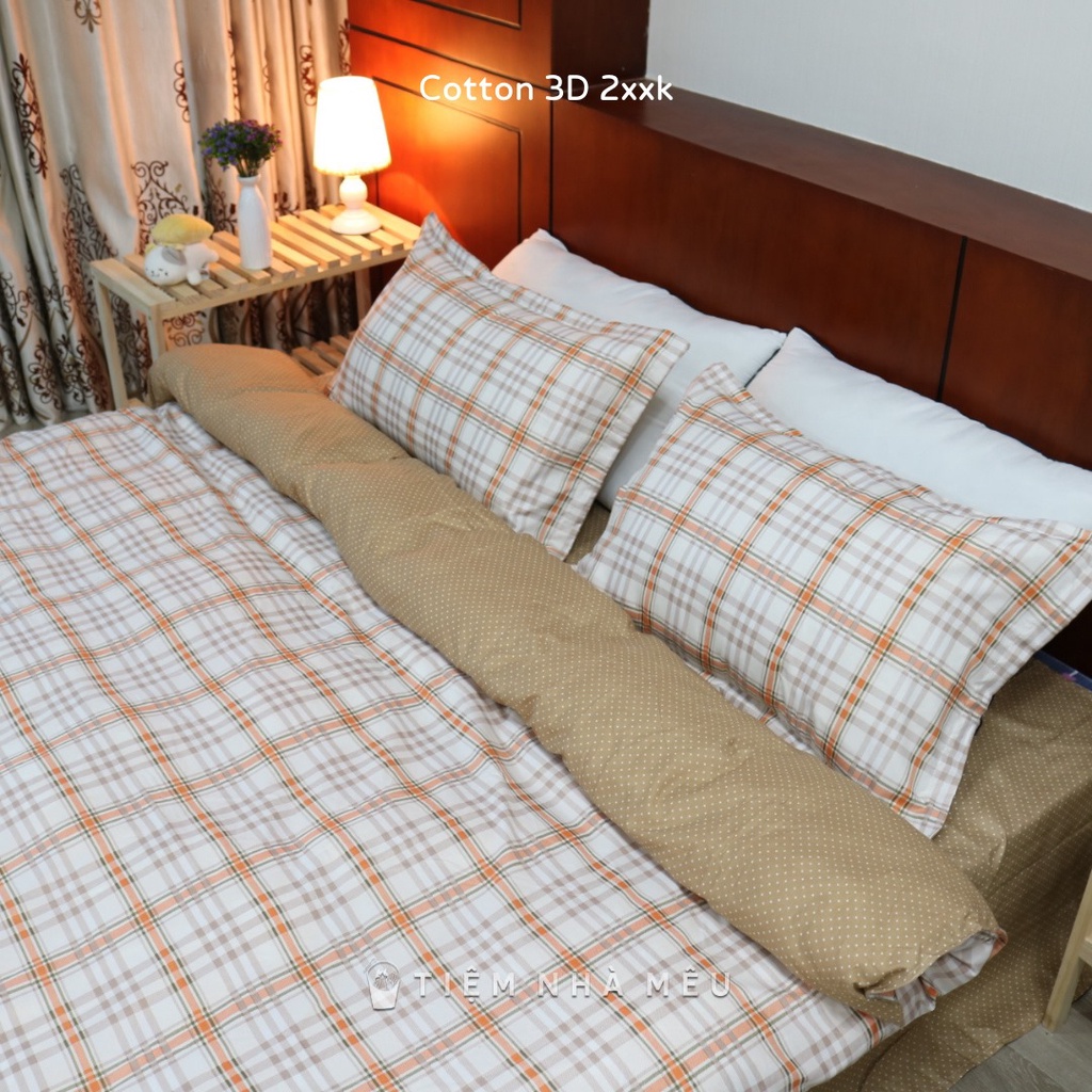(Nhiều Mẫu Mới - Full Size ) Bộ 4 Món Chăn Ga Gối ✨ m6/m8/2m✨ Họa Tiết Basic Caro Cotton 80% Tiệm Nhà Mêu | BigBuy360 - bigbuy360.vn