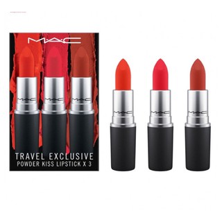 (HÀNG CÓ SẴN) Set Son MAC Travel Exclusive Powder Kiss Lipstick  (devoted to chilli,styleshock,lasting passion)