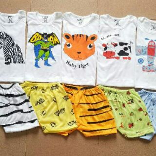 Set 5 bộ cộc trắng cotton