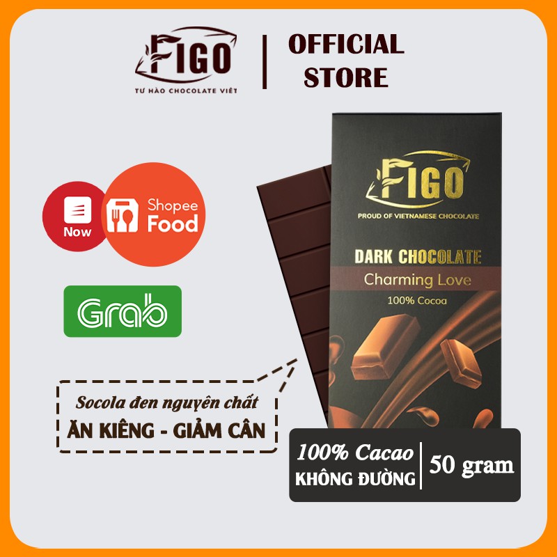 [Chính hãng] COMBO 10 Thanh Dark ChocolateFigo 50gSocola đen không đường nguyên chất 100% cho người Low-Carb