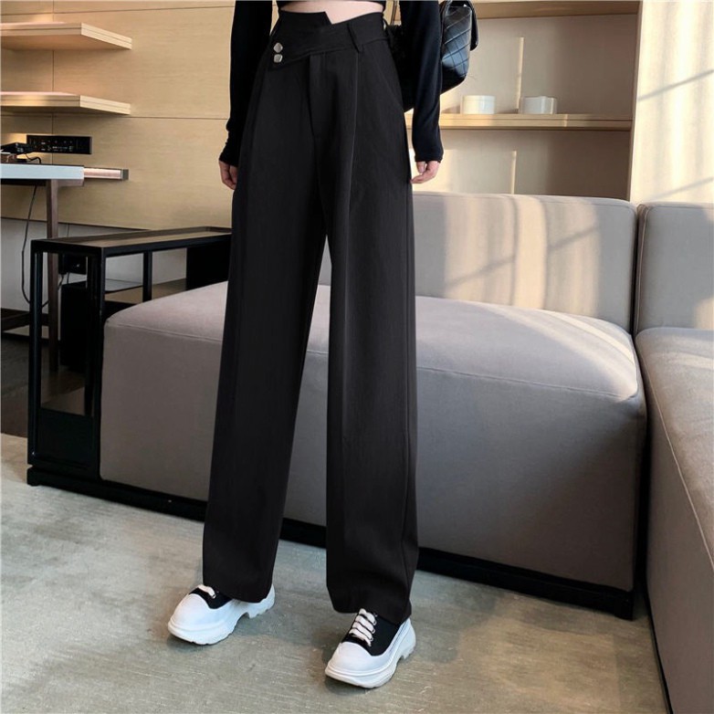 Quần Ống Rộng Cạp Cao Baggy, Quần Suông Ống Loe Culottes Nữ Siêu Hót 2021 Hàng Quảng Châu