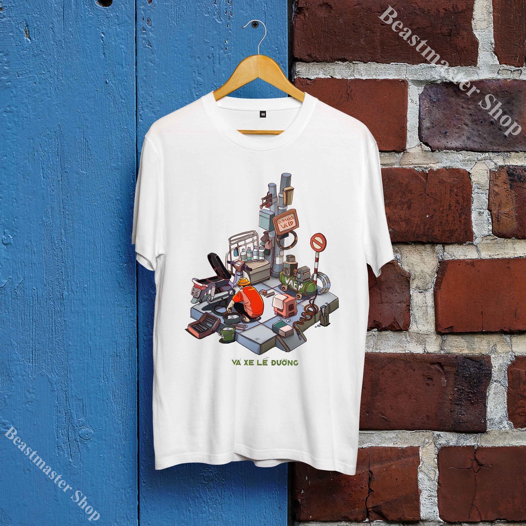 👕Áo Văn Hóa - Du Lịch Việt Nam - Áo hình ảnh Sài Gòn - Vá xe lề đường - U34VIN-021