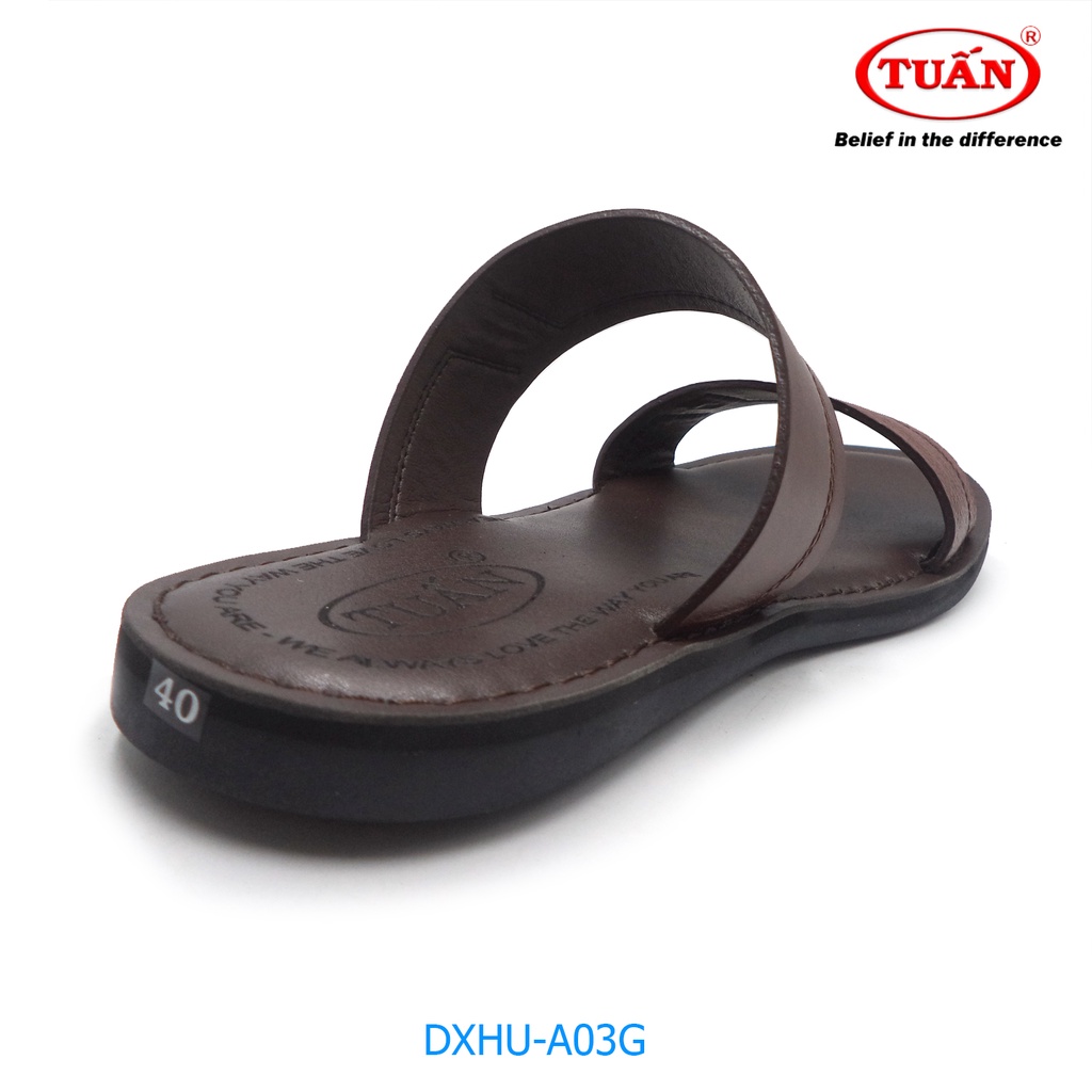 Dép nam da hai quai ngang thương hiệu Tuấn DXHU-03G