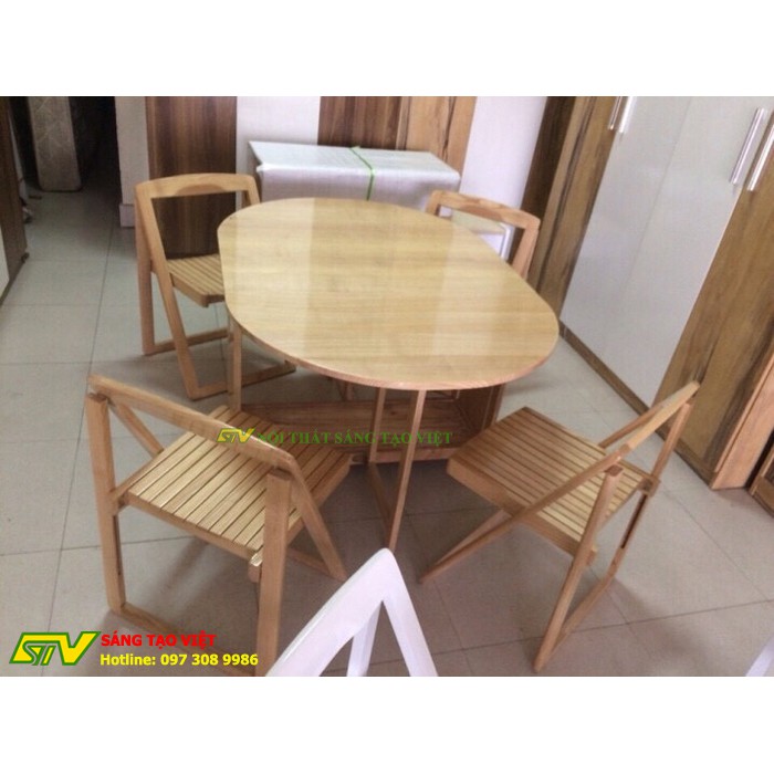 Bàn Ăn Thông Minh Hình Bầu Dục Sáng Tạo Việt, Cam Kết Gỗ Thịt Sồi Nga 100% Gía Bán Tại Xưởng