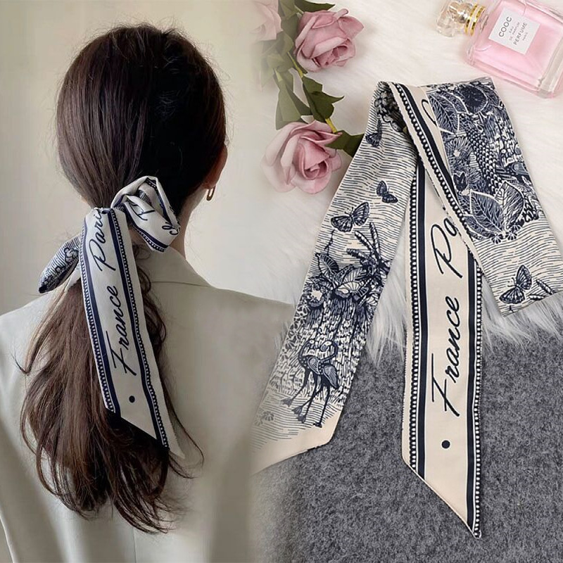 Băng Đô Cài Tóc Vải Lụa Họa Tiết Sọc Caro Thời Trang Phong Cách Retro
