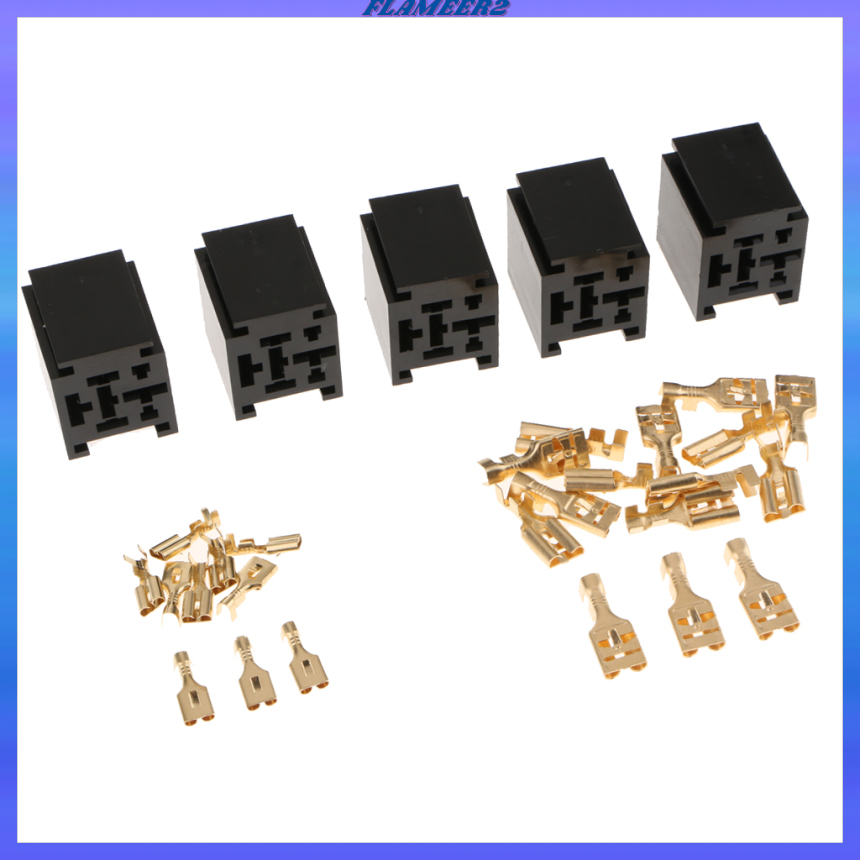 5 Rơ Le 80a 4 Pin + Giá Đỡ Cho Xe Hơi