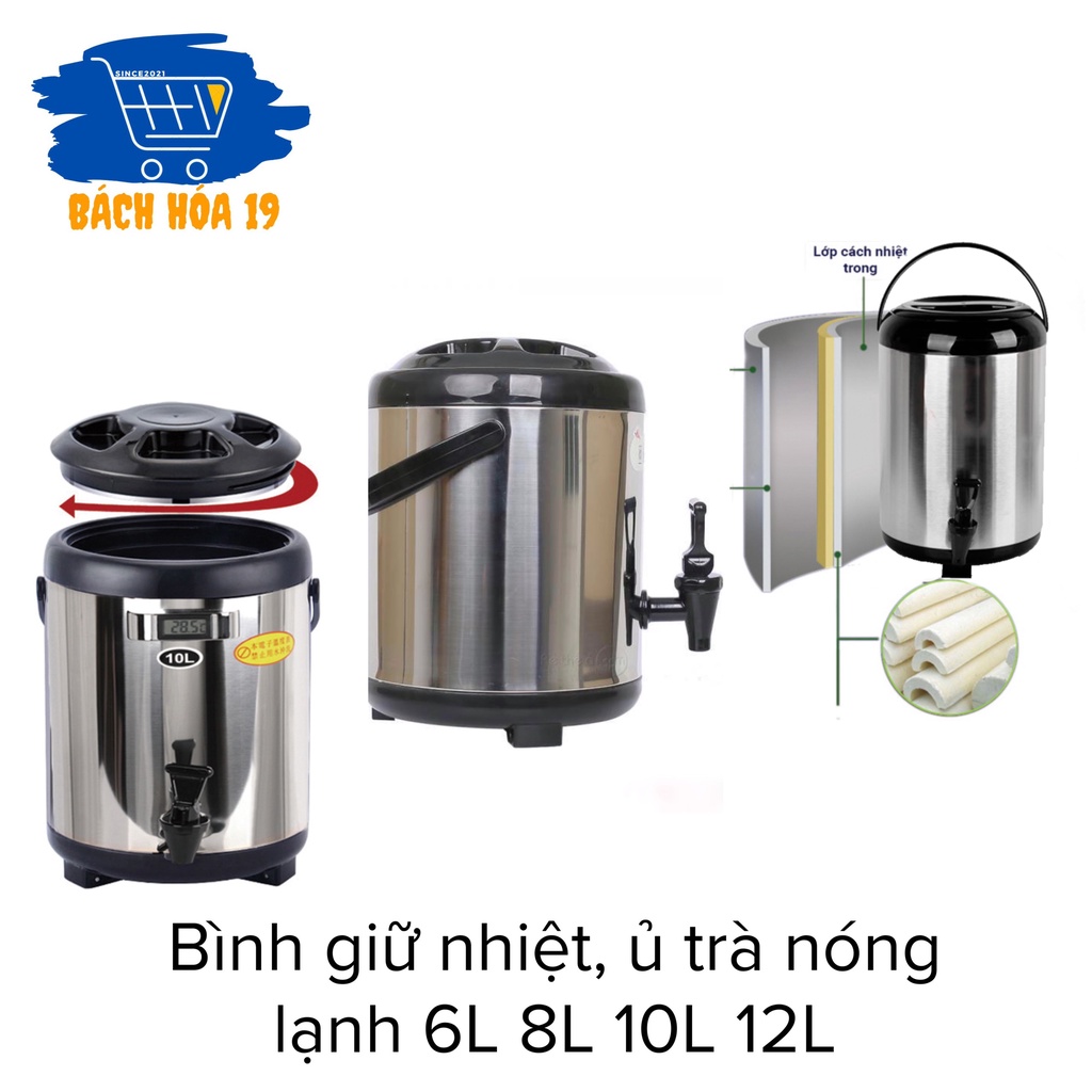 Bình ủ trà Inox 304 có vòi - Bình đựng nước có vòi tiện dụng đủ 4 cỡ 6L- 8L- 10L- 12L