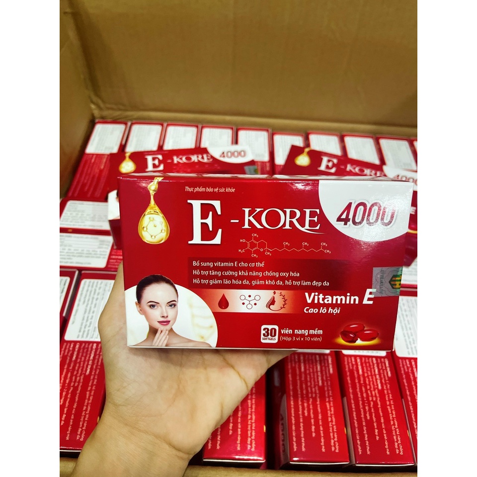 E kore 4000 E đỏ bổ sung Vitamin E chiết xuất từ lô hội chống oxy hóa, chống lão hóa da, bổ sung vitamin e,sáng da t