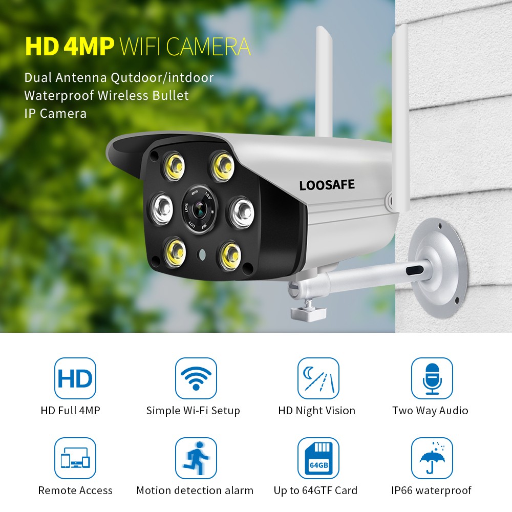 LOOSAFE 1080p Màu ánh sáng kép Tầm nhìn ban đêm Wifi không dây Ngoài trời Chống thời tiết Camera IP CCTV