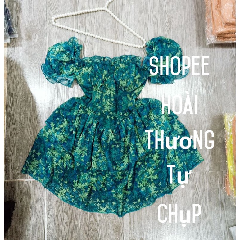 Váy hoa cúp ngực tay bồng có quần siêu xinh ( hình thật) alohashop91