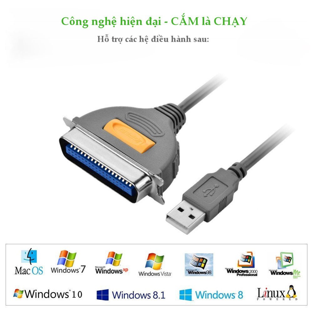 Dây máy in USB sang IEEE1284 Parallel dài 1-2m UGREEN CR124 PKCNH