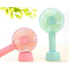 Quạt Mini Cầm Tay Portable Fan 4 Cánh Kèm Pin Sạc Có Đế Để Bàn , Để Điện Thoại