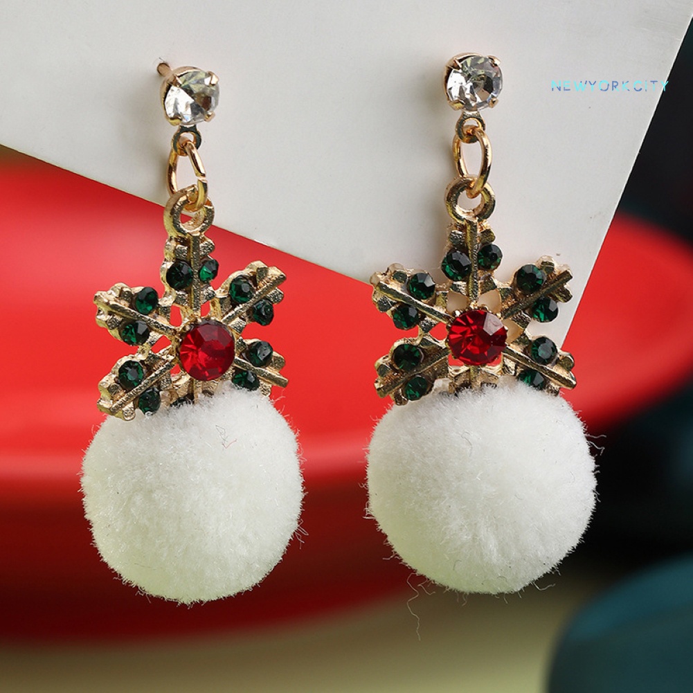Khuyên Tai Hình Ông Già Noel Và Bông Tuyết Phong Cách Giáng Sinh