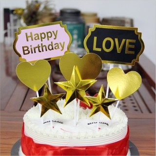 Combo 10 thẻ LOVE kèm 3 hình tim trang trí báng kem, topper cake