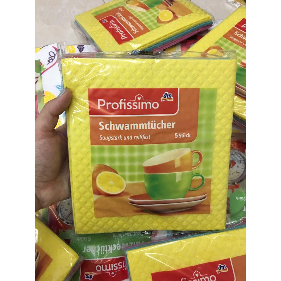Khăn lau đa năng bọt biển Profissimo của Đức túi 5 miếng