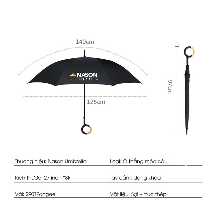 Dù thẳng tay cầm móc khóa Nason Umbrella Buckle tiện lợi treo đồ treo túi xách - Ô dù cao cấp Nason