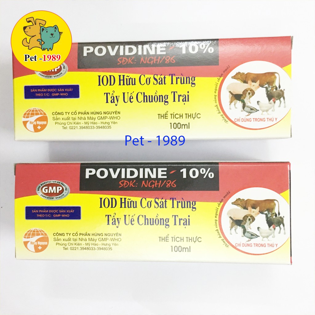 Povidine 10% Sát Trùng Tẩy Uế Chuồng Trại Chai 100 ml Pet-1989