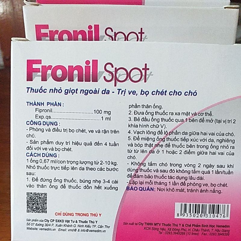 Nhỏ rận ve bọ chét cho chó mèo fronil tác dụng kéo dài. thú cưng, 1 ống