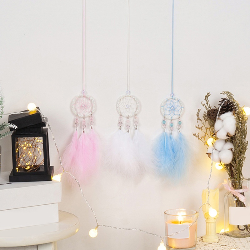 Vòng Bắt Giấc Mơ Phối Lông Vũ Treo Tường Trang Trí Nhà Cửa/Văn Phòng