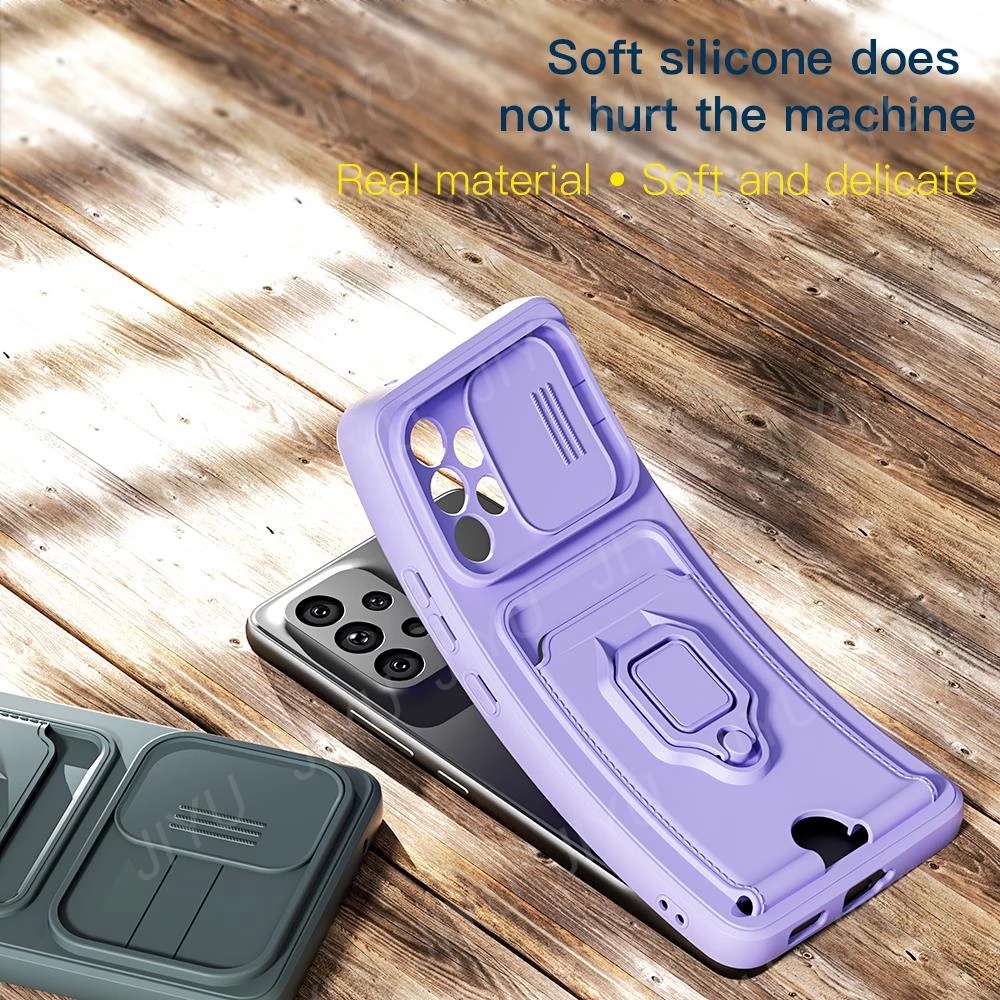Ốp điện thoại dạng trượt bảo vệ ống kính kèm dây đeo cho Samsung Galaxy A23 A53 A13 A73 A33 A03s A02S A03 A02