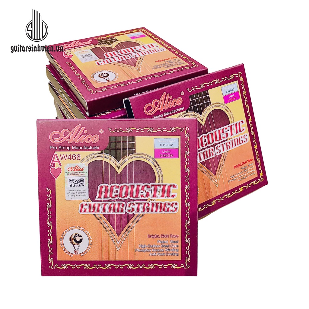 Dây Đàn Alice AW466  - Dây Đàn Trái Tim - Dây Đàn Guitar Acoustic Chính Hãng 466 - Bộ 6 Dây Đàn