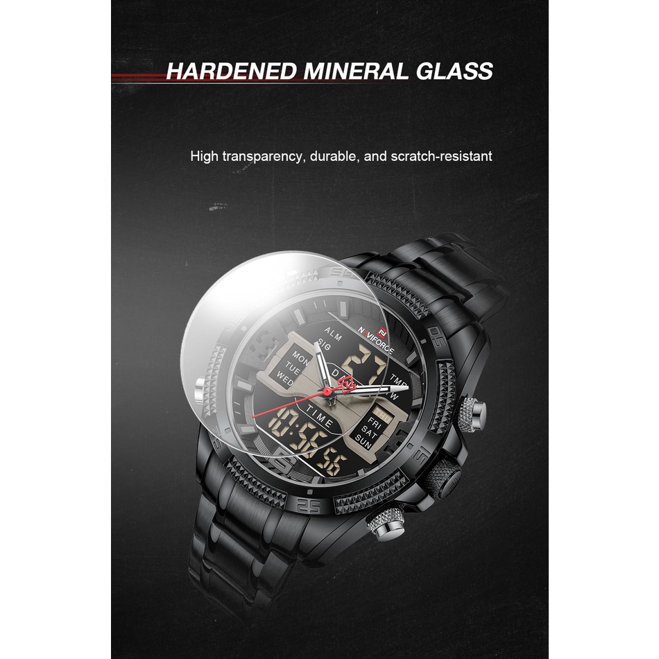 Đồng Hồ Led NAVIFORCE 9201 Thiết Kế Thời Trang Chống Nước Cho Nam