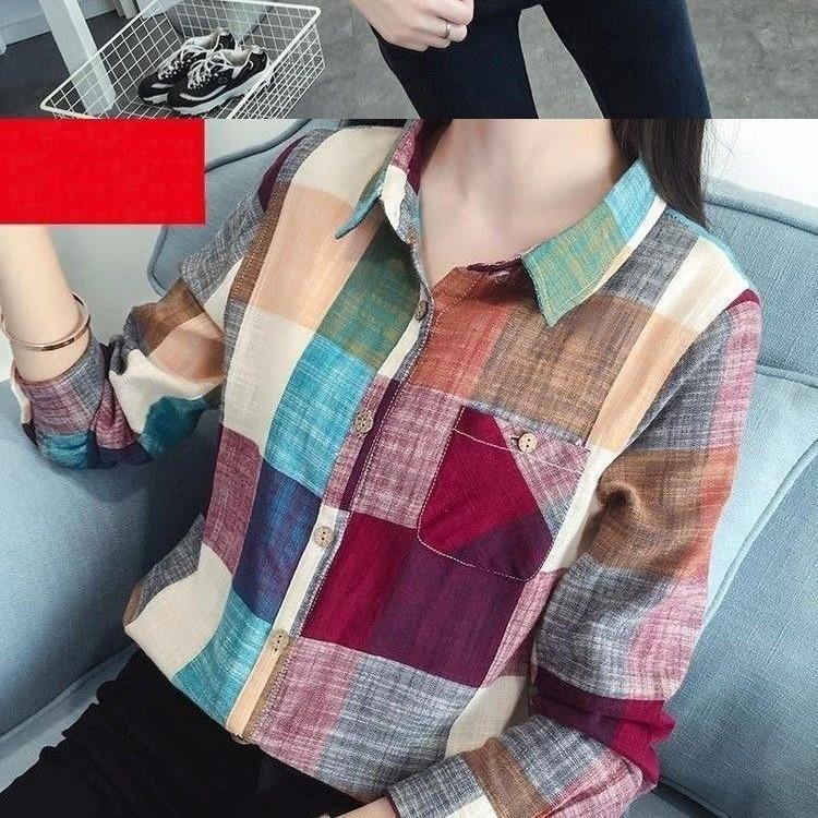 Áo Sơ Mi Cotton Lanh Tay Dài Dáng Rộng Phong Cách Hàn Quốc Thời Trang Xuân Thu Cho Nữ