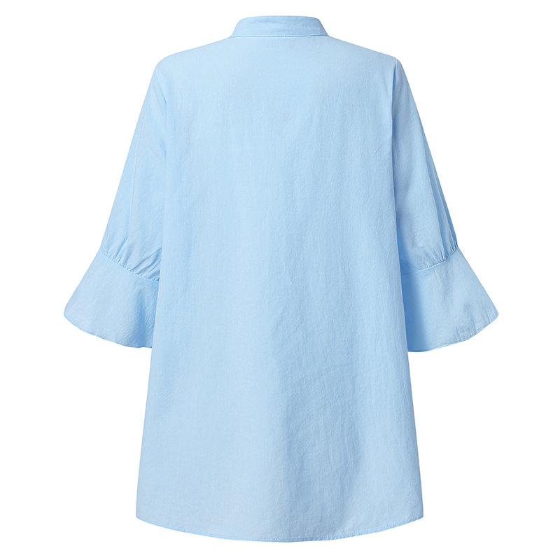 Áo Sơ Mi ZANZEA Cotton Dáng Rộng Tay Ngắn Cổ Chữ V Phong Cách Thường Ngày Dành Cho Nữ