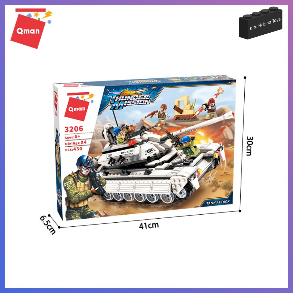 Bộ Lắp Ghép Đồ Chơi Lego Quân Sự Qman Tấn Công Xe Tank 3206 Cho Trẻ Từ 6 Tuổi 430 Mảnh Ghép